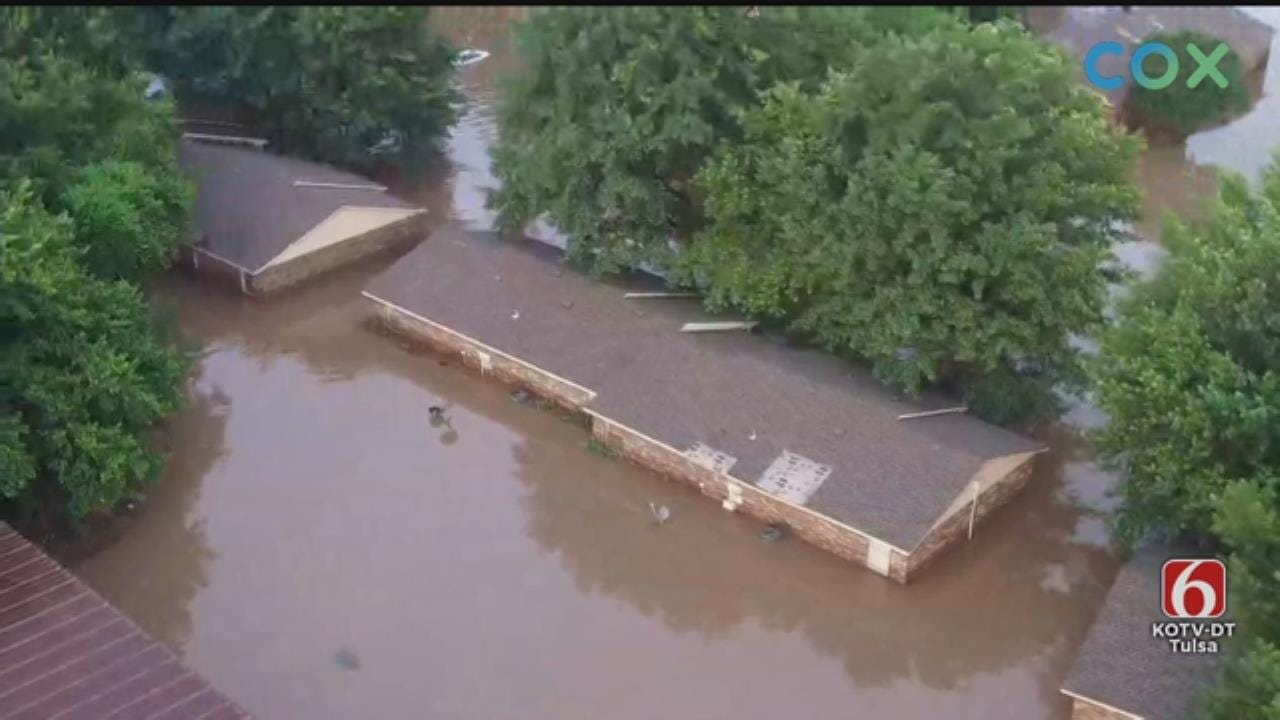 WATCH: News On 6 Storm Tracker Darren Stephens Flies Drone 6 Over Flooding In Muskogee County