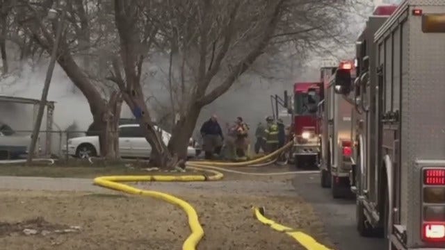 WEB EXTRA: Firefighters Pull Victim from Burning Catoosa House