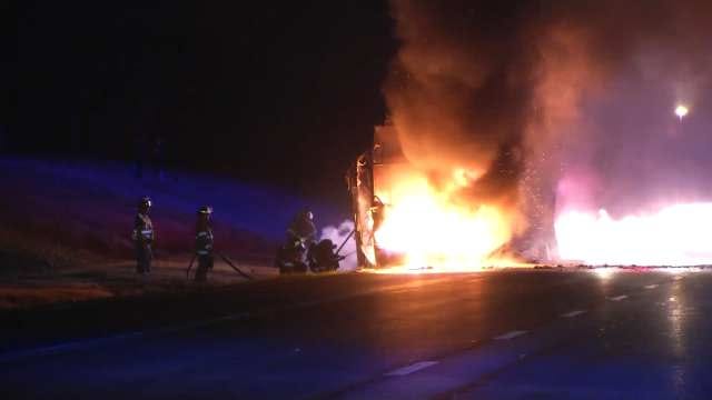 WEB EXTRA: Video From Creek Turnpike Charter Bus Fire