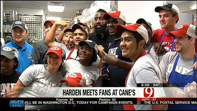 James Harden Meets Fans At Raising Cane's Restaurant In Edmond