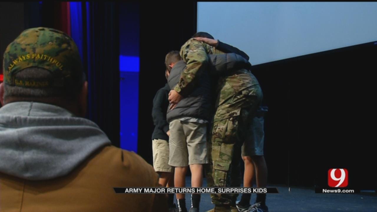 Army Major Returns Home, Surprises Kids At OKC School Assembly