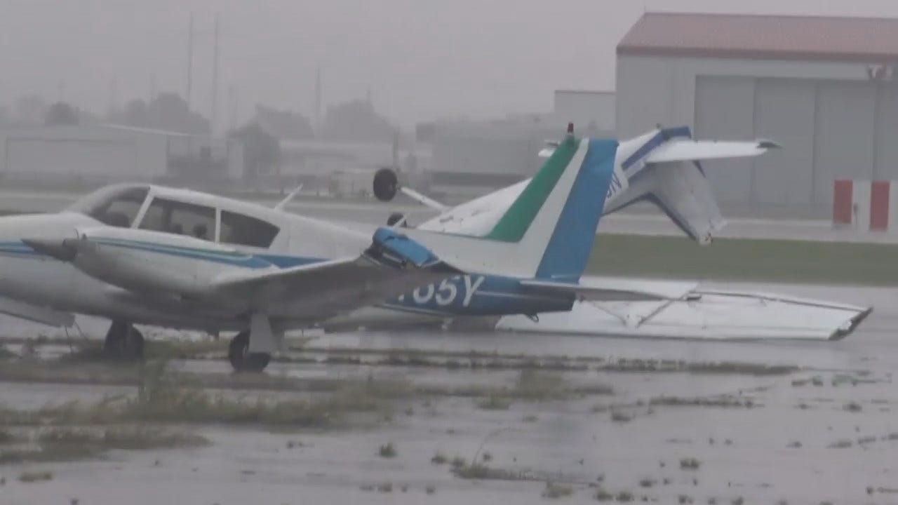WEB EXTRA: Storms Damage Aircraft At Jenks Airport