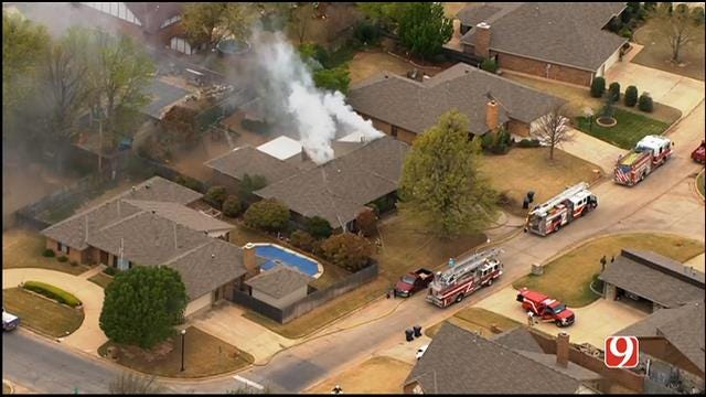 WEB EXTRA: SkyNews9 Flies Over House Fire In SW OKC