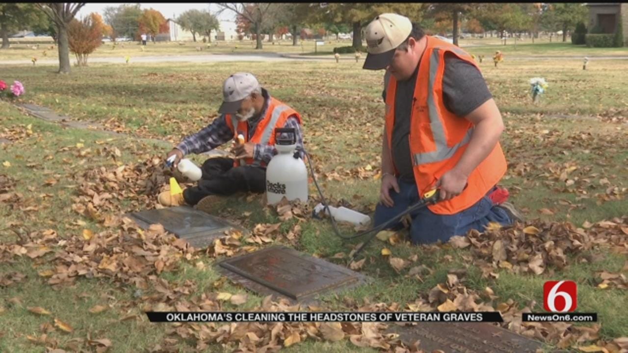 Non-Profit Cleaning Veterans' Headstones In Tulsa Cemetery