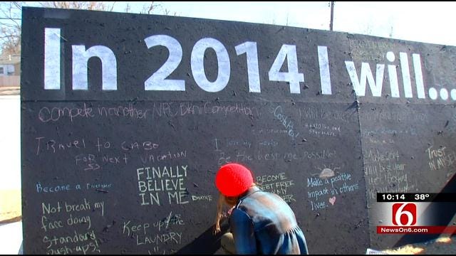 Broken Arrow Gym Users Spell Out New Year's Resolutions In Chalk