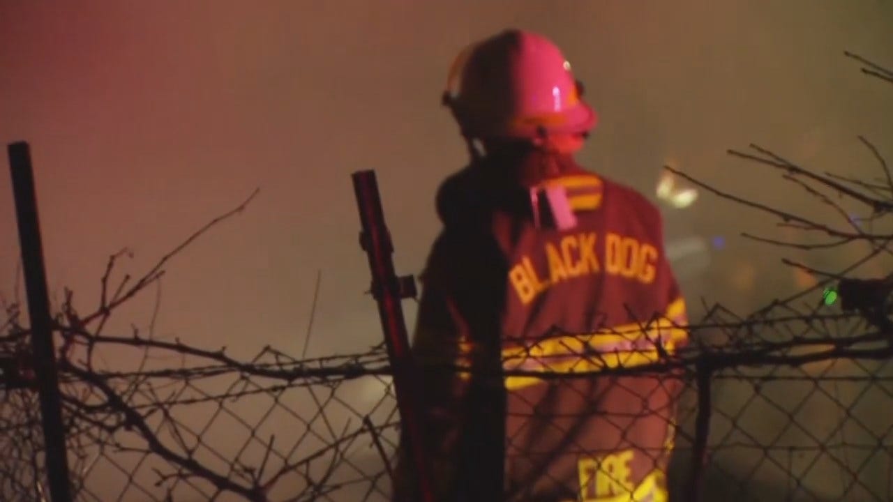 WEB EXTRA: Video From Fire at Shop Building Located NE Of Tulsa