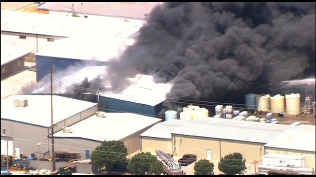 WEB EXTRA: SkyNews 9 Flies Over Fire At Chemical Plant In OKC