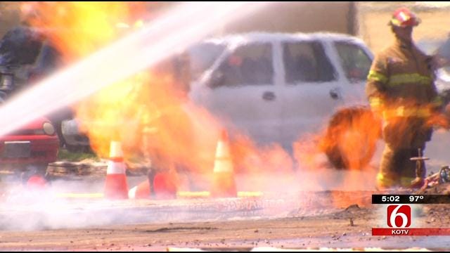 Gas Line Fire In South Tulsa Injures City Worker