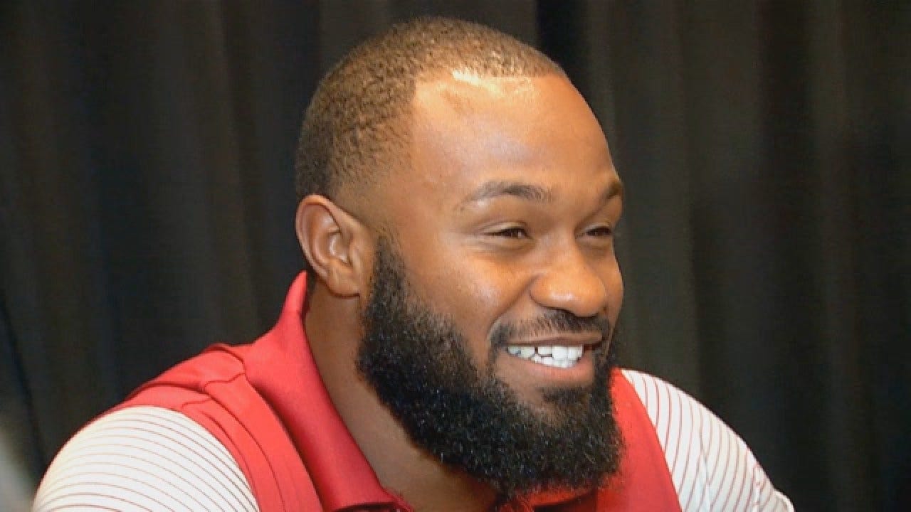 OU Running Back Samaje Perine Talks With Reporters at Big 12 Media Day