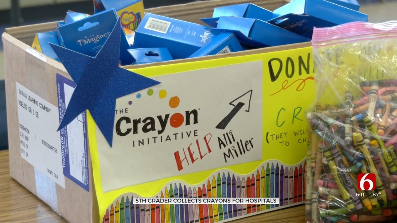 'I Hope They Know That They're Loved': Oologah 5th Grader Collects Crayons For Children's Hospitals Around The Country