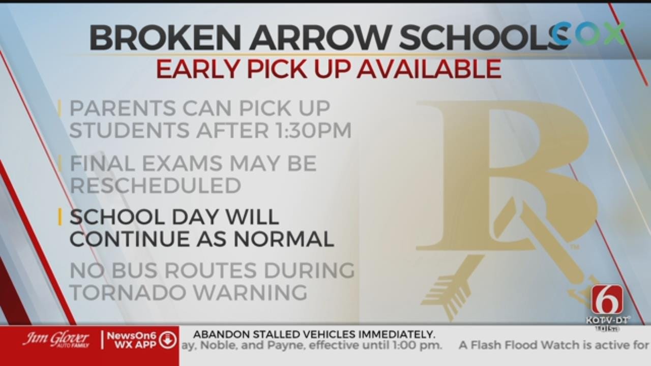 Broken Arrow Schools Plan Early Pick-Up, Cancel After School Activities