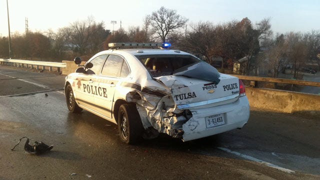 Ice Contributes To TPD Officer Involved Wreck