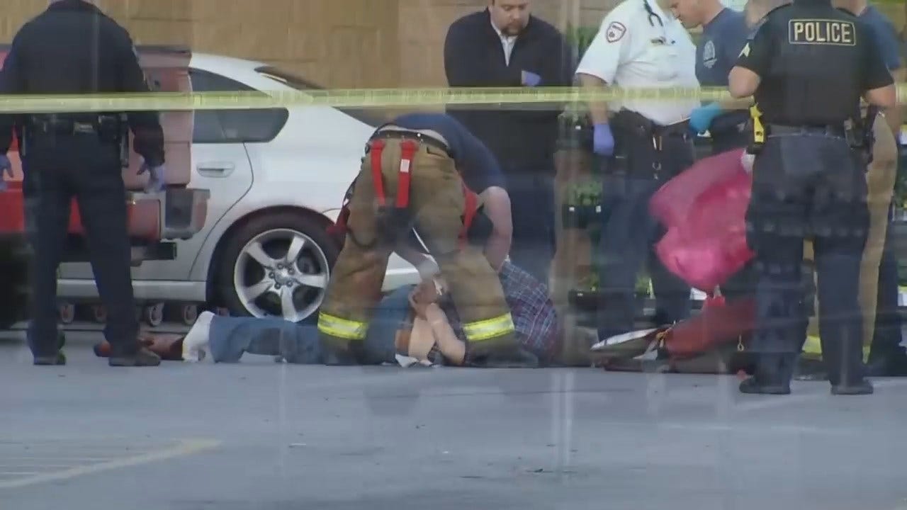 WEB EXTRA: Video Of Crime Scene Outside Tulsa Walmart