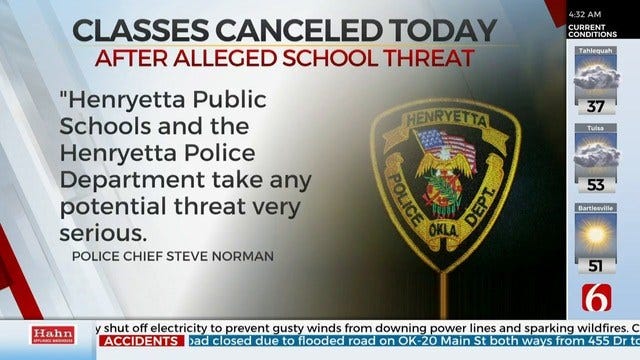 Update: Possible School Threats Not Credible, Says Henryetta Police