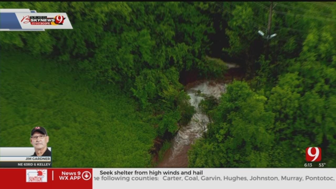 WATCH: Bob Mills SkyNews 9 Flies Over Water Main Break In NE OKC