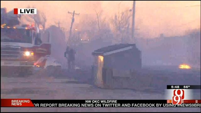 WEB EXTRA: Bob Mills SkyNews9 HD Flies Over Grass Fire In Edmond