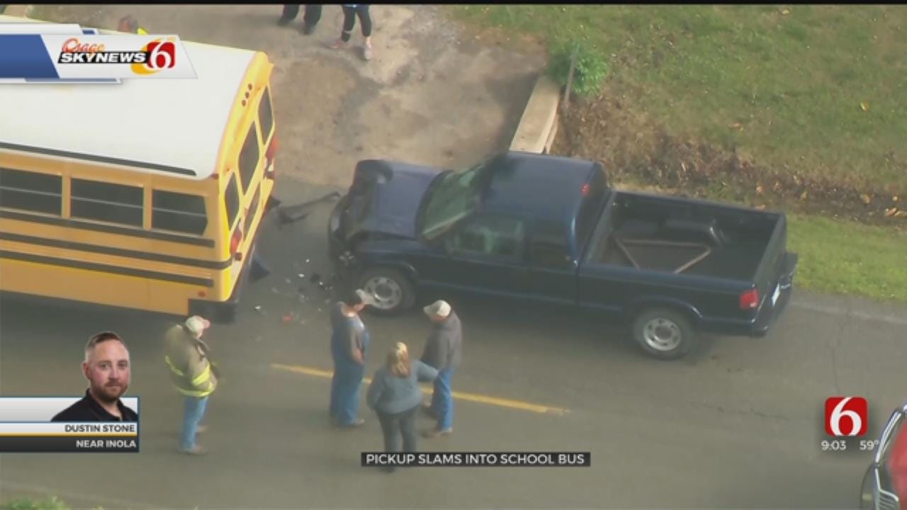 No Injuries After Truck Slams Into School Bus In Rogers County