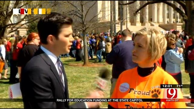 Teacher Speaks About Education Rally At State Capitol