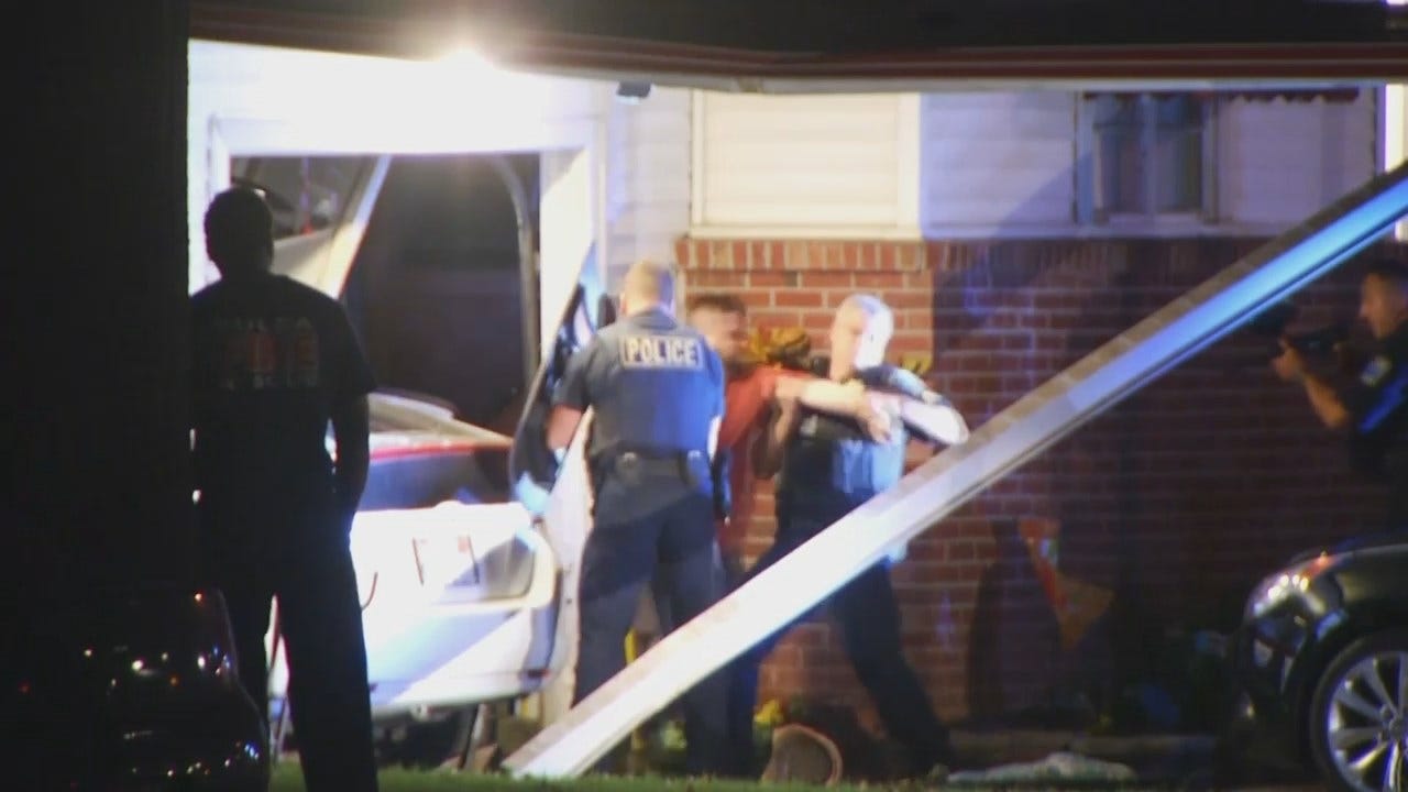 WEB EXTRA: Video From Scene Of Car Crash Into Tulsa Home