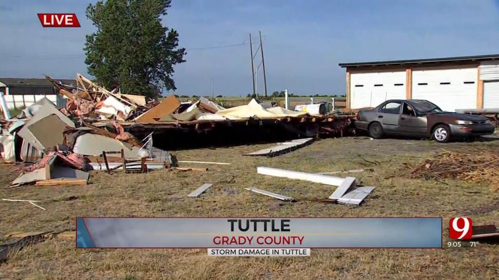 Storms Bring Visible Damage To Tuttle, Bridge Creek; Thousands Without Power Across State