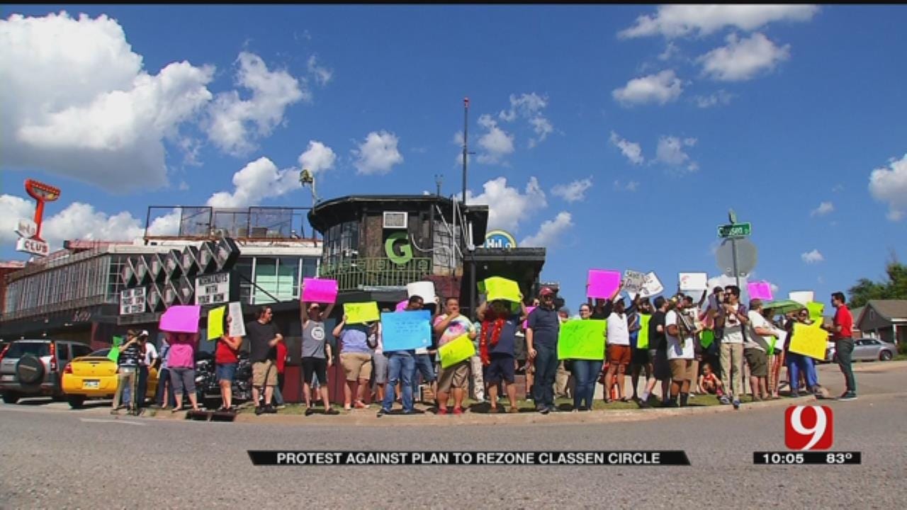 Protestors Stand Against Plan To Rezone Classen Circle