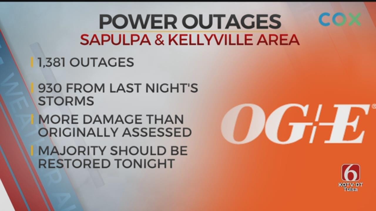 Some Sapulpa, Kellyville Residents Still Without Power