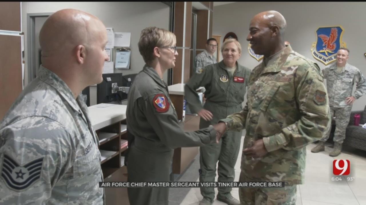 Air Force Chief Master Sergeant Visits Tinker AFB, Talks With Families Concerned With Housing