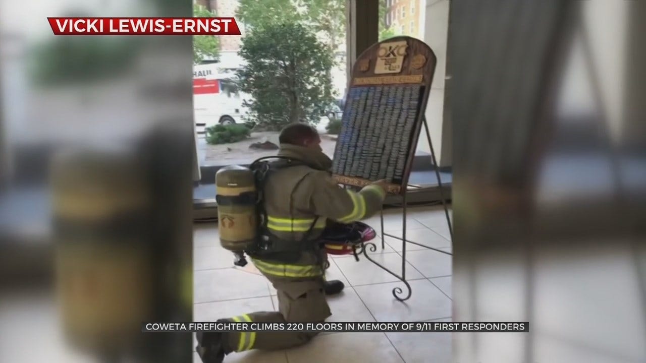 WATCH: Coweta Firefighter Completes 9/11 Memorial Stair Climb Twice