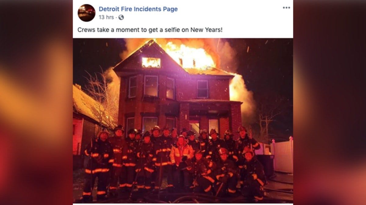 Trends, Topics & Tags: Detroit Firefighters Pose For Photo In Front Of Burning House