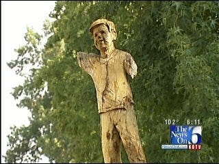 Chainsaw Art Sculpture At Tulsa Shopping Center Vandalized