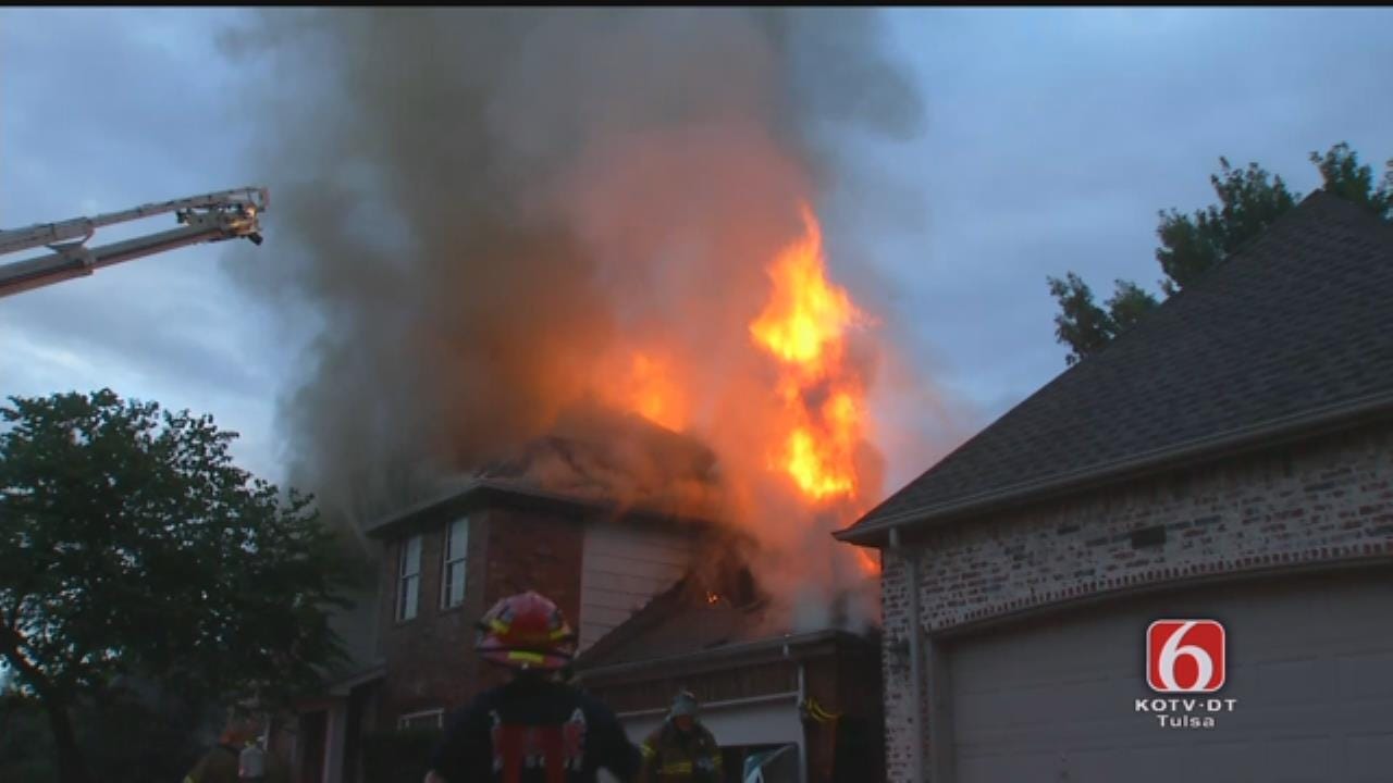WEB EXTRA: Flames Break Through Roof In Tulsa House Fire