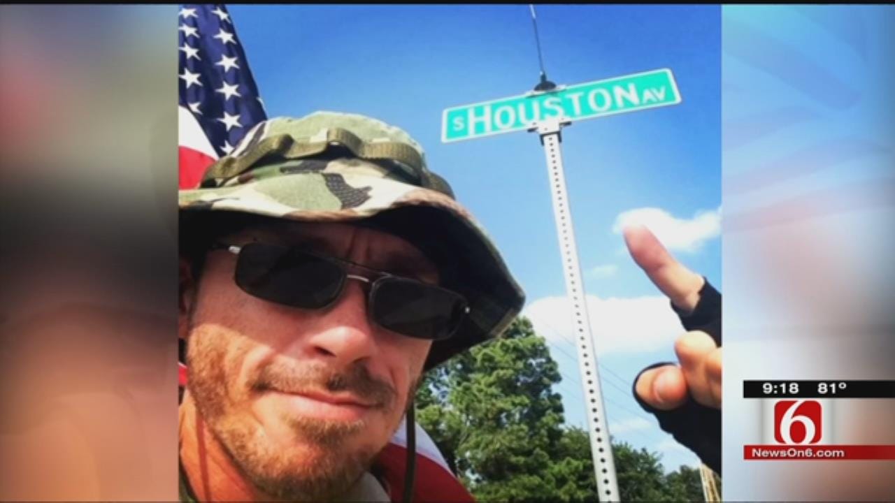 Veteran Passes Through Tulsa On 6,000 Mile Awareness Walk
