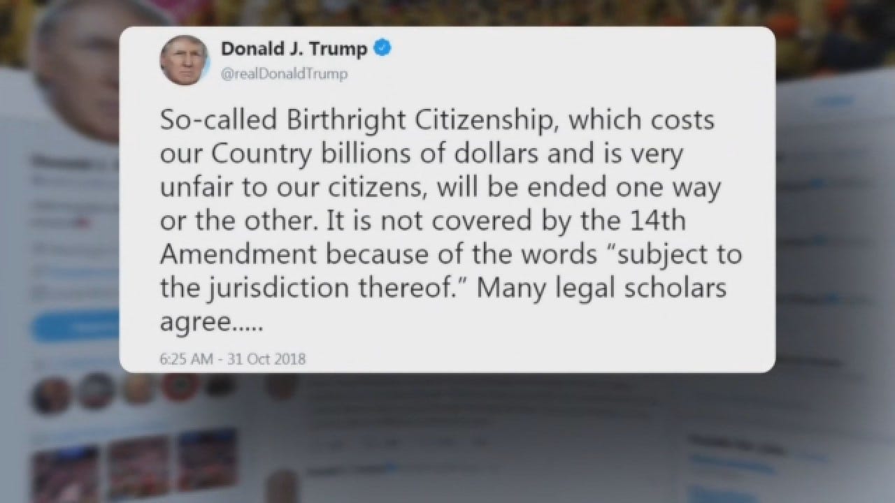 Trump Claims 14th Amendment Doesn't Cover Birthright Citizenship