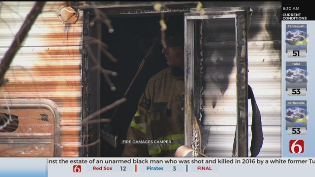 Tulsa Firefighters Working To Identify Source Of Camper Fire