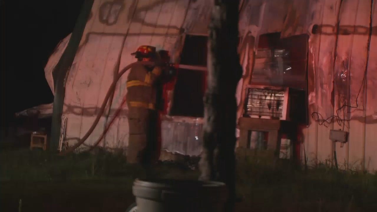 WEB EXTRA: Video From Scene Of Creek County House Fire