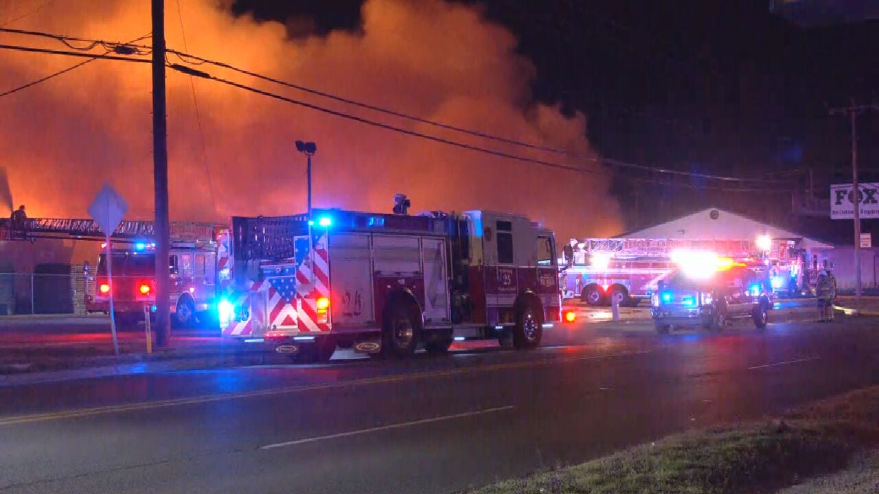 Oklahoma City Fire Crews Battling Large Building Fire