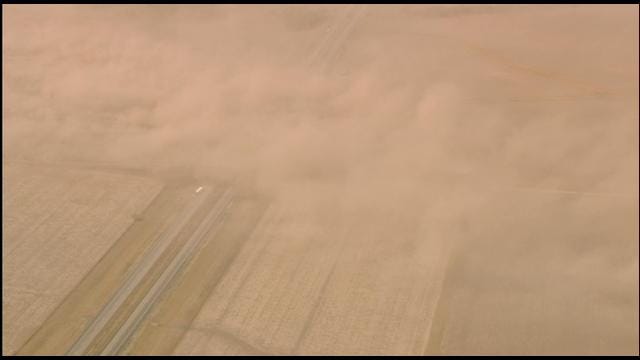 Bob Mills SkyNews 9 HD Flies Over Dust Storm In Kay County