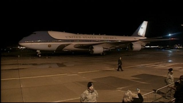 Air Force One Lands At Tinker