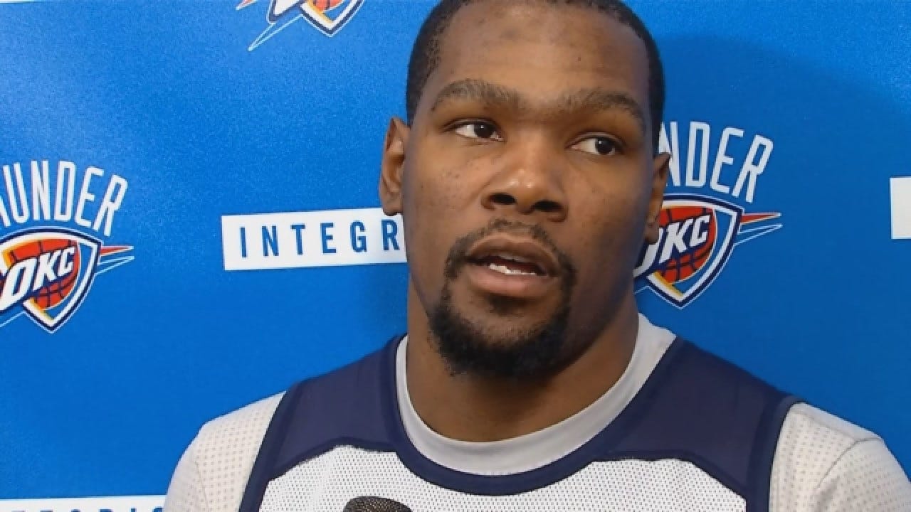 Kevin Durant Talks With Media Before Game 3