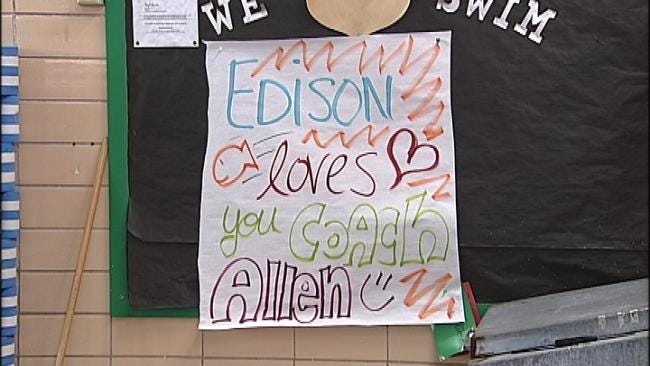 Edison Athletes Take Plunge To Celebrate Swim Coach