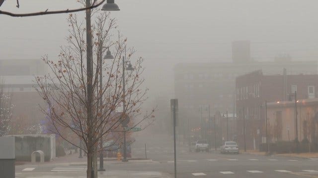 WEB EXTRA: Fog Blankets Tulsa Brady Arts District