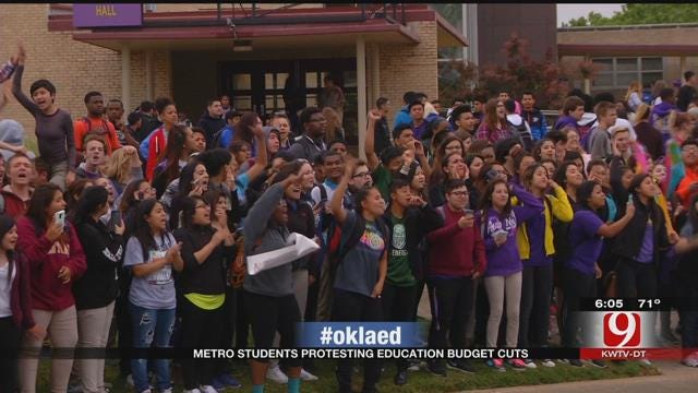 OKC Students Walk Out Of Class To Protest Against Budget Cuts