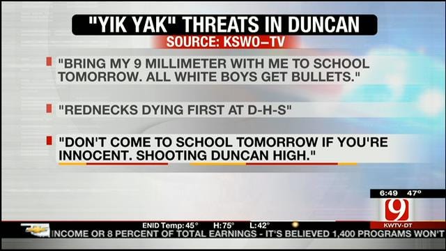 Teen Arrested For Making Deadly Threats Against Students At Duncan High School