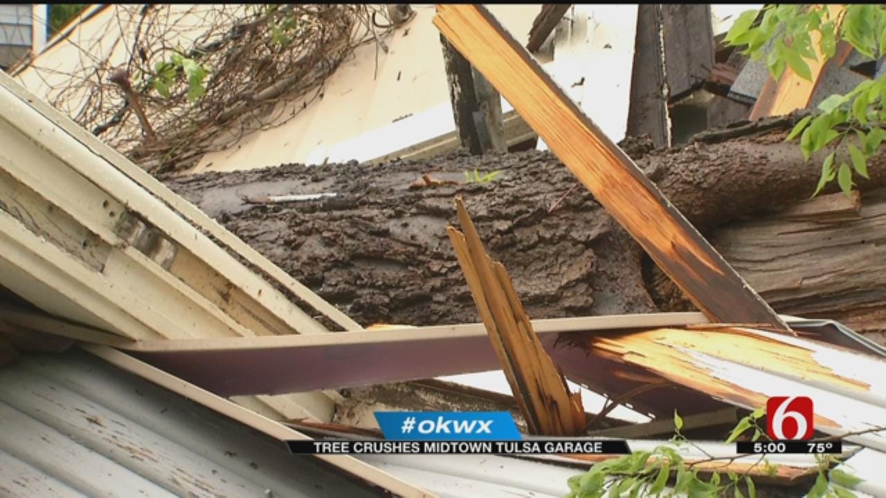 Tree Crashes Into Tulsa Garage Apartment