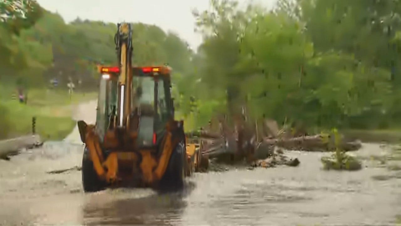 WEB EXTRA: Crews Clear Flooded Creek In Cherokee County