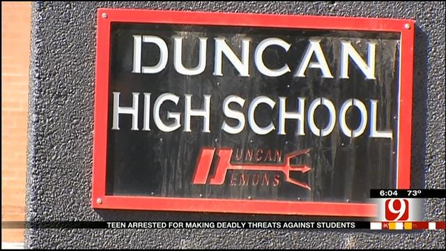Duncan Teen Arrested For Making Death Threats Against Students