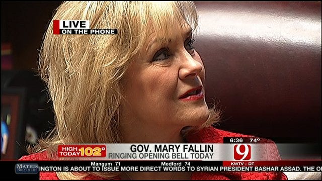 Gov. Fallin Talks About Ringing Opening Bell On Wall Street