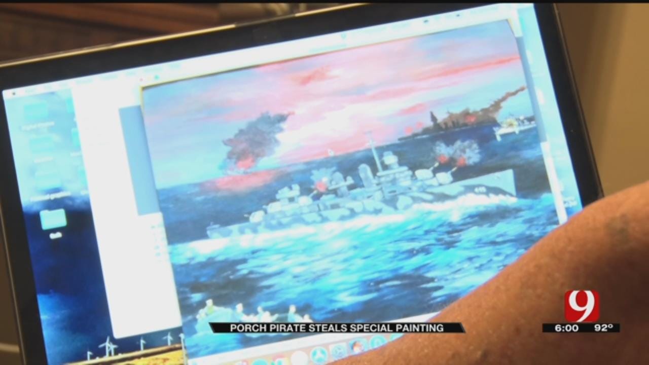 OKC Navy Veteran’s One-Of-A-Kind Painting Stolen By Porch Pirate