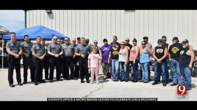 Sheriff's Office, Bikers Gather To Celebrate Young Girl's Recovery From Dog Attack