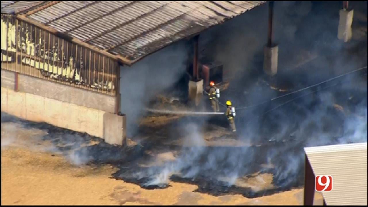 WEB EXTRA: SkyNews 9 Flies Over Fire At Braum's Dairy Farm